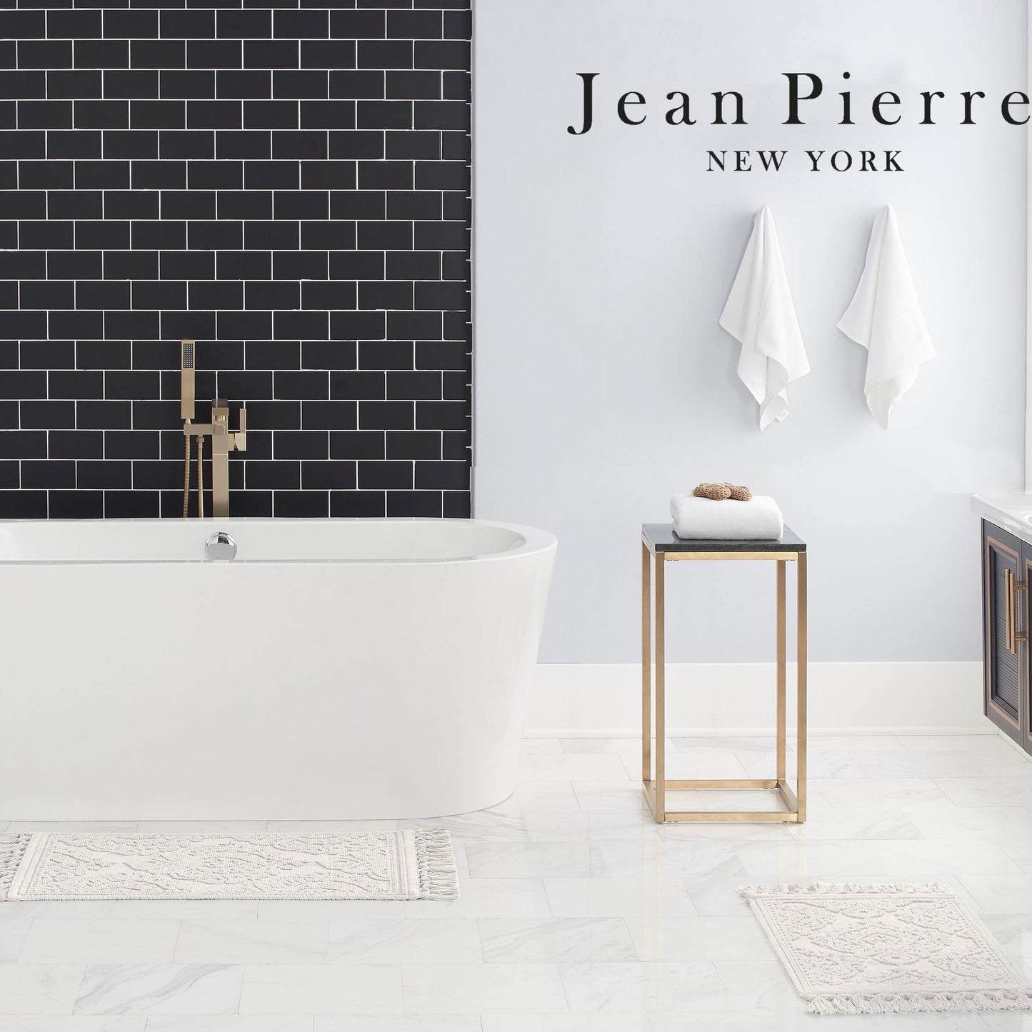 Jean Pierre - Ricardo Bath Mat, Woven Fringe Bathroom Rugs, 100% Cotton, Premium Bathroom Decor - Measures 21" x 41" - White