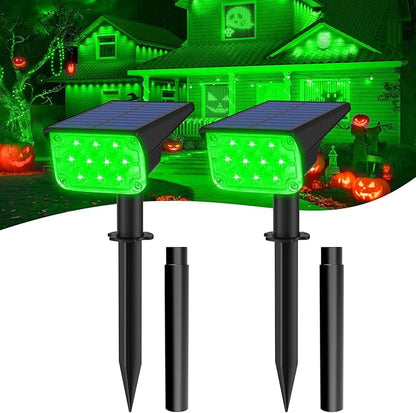 T-SUNUS Christmas Green Solar Spot Lights Outdoor, Landscape Spotlights 2 Modes Dusk to Dawn Waterproof IP65 for Accent Uplighting Tree St. Patrick's Day Yard Statue Graveyard Driveway Flag Halloween