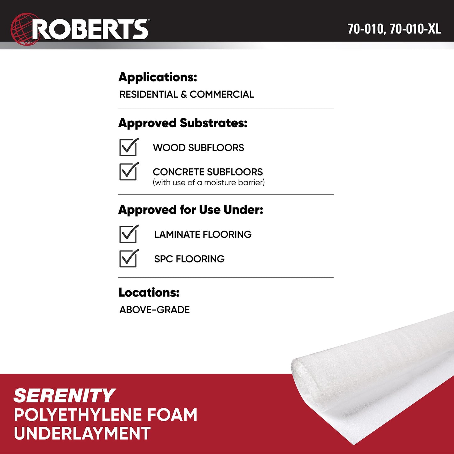 ROBERTS Serenity Foam Underlayment - 100 sq. ft. Roll - 48" x 25'
