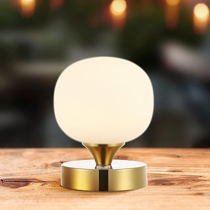 JONATHAN Y JYL7112C Owen 6.13" Modern Minimalist Iron Rechargeable Integrated LED Table Lamp Contemporary Bedside Desk Nightstand Lamp for Bedroom Living Room Office, Brass Gold/White