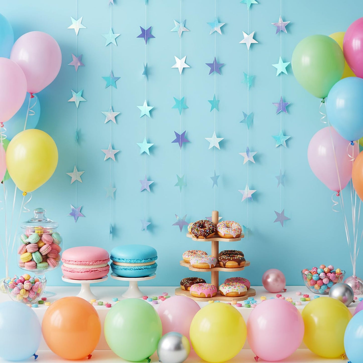 Patelai Glitter Star Garland Banner 2026 Graduation Decor 130 Feet Star Hanging Banner Twinkle Backdrop for Party Birthday Classroom Wedding Supplies(Iridescent Blue)