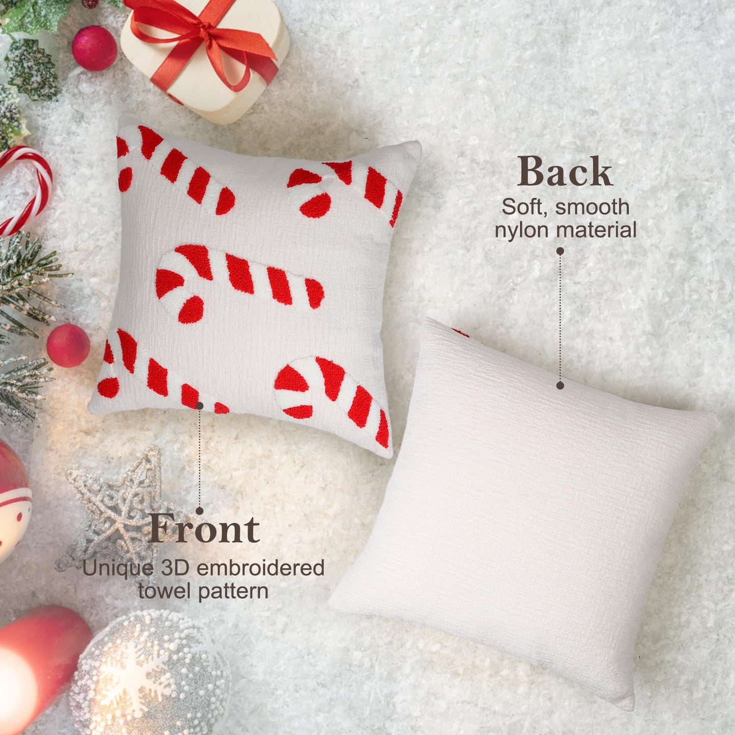 AYGXU Christmas Pillow Covers-Christmas Decor,2 Packs Candy Cane Pillows 18 * 18in,Throw Pillows for Couch for Bedroom Sofa Living Room