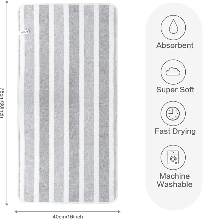 KinHwa Microfiber Hand Towels for Bathroom Soft and Absorbent Face Towels Grey