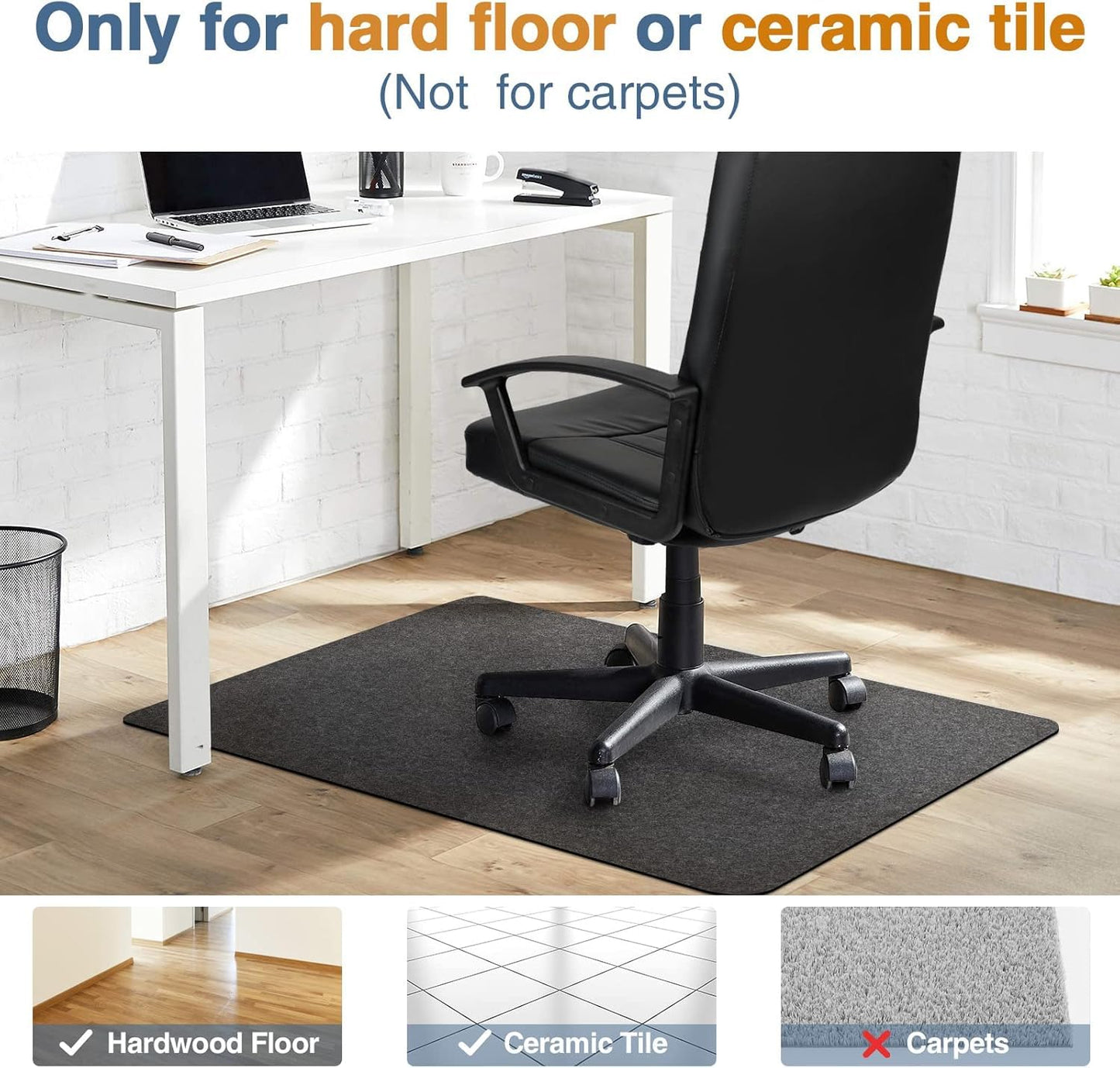 Placoot Desk Chair Mat for Hardwood Floor & Tile 55"x35" Office Chair Mat for Rolling Chairs Large Anti-Slip-Recyclable Material Computer Chair Rug for Office/Home