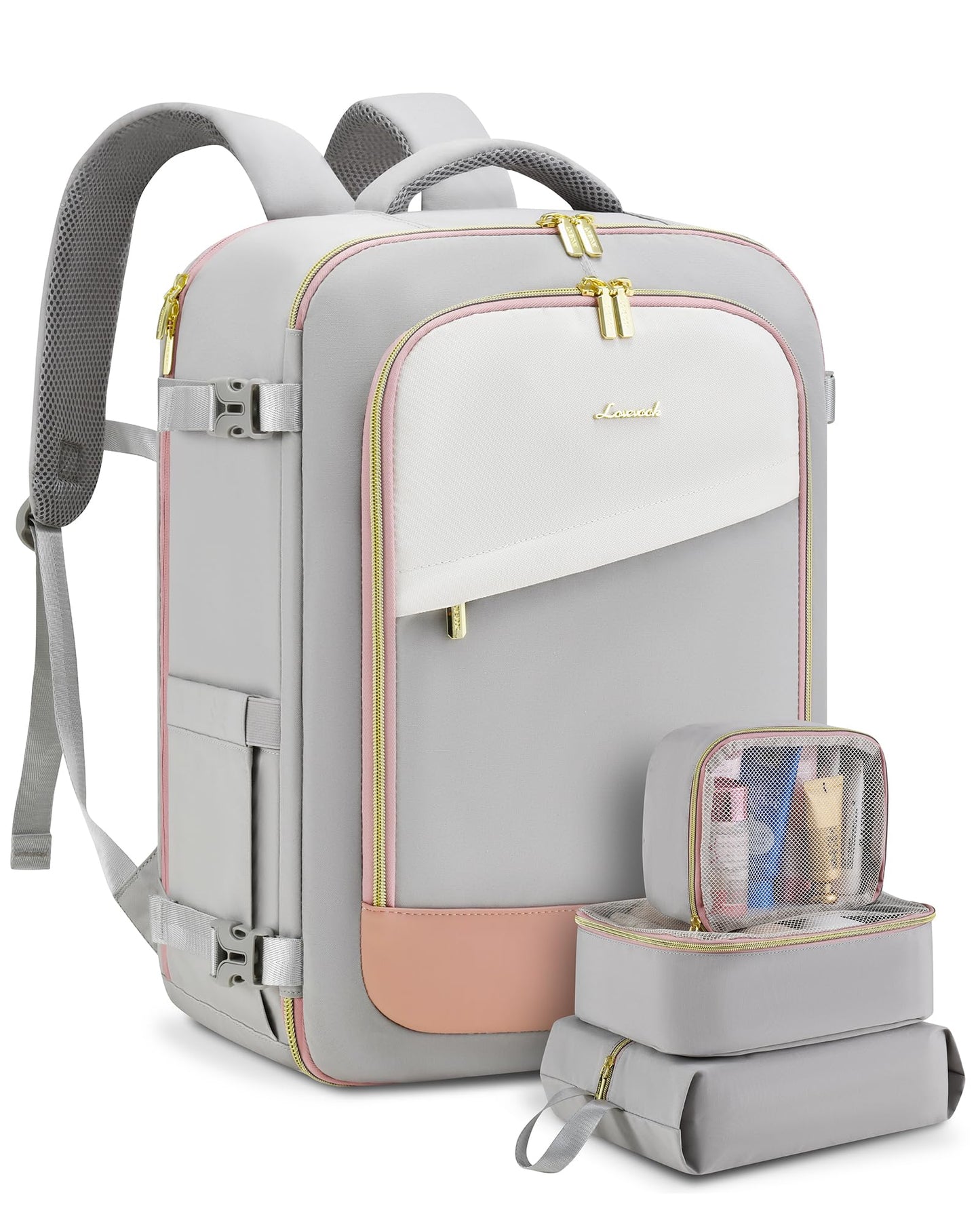 LOVEVOOK Travel Backpack for Women, 40L Carry On Backpack Flight Approved, Large Personal Item Bag Fits 17 inch Laptop, TSA Approved Luggage with 3 Packing Cubes,Waterproof Weekender Gym Essentials