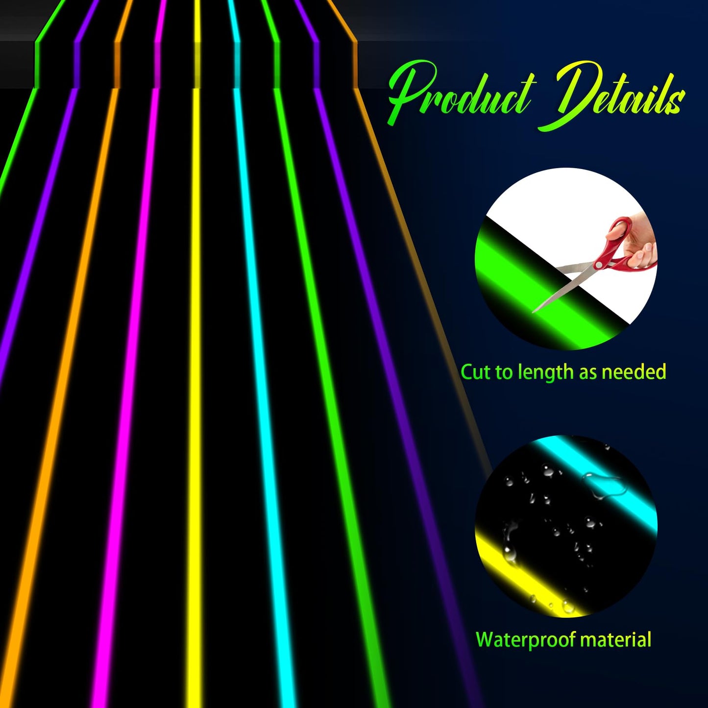 Irenare 394 x 54 Inch Neon Light up Floor Runner Glow in The Dark Aisle and Disco Backdrop UV Reactive Fluorescent Racetrack Runner for 70s 80s 90s Dance Wedding Birthday Neon Party Decoration