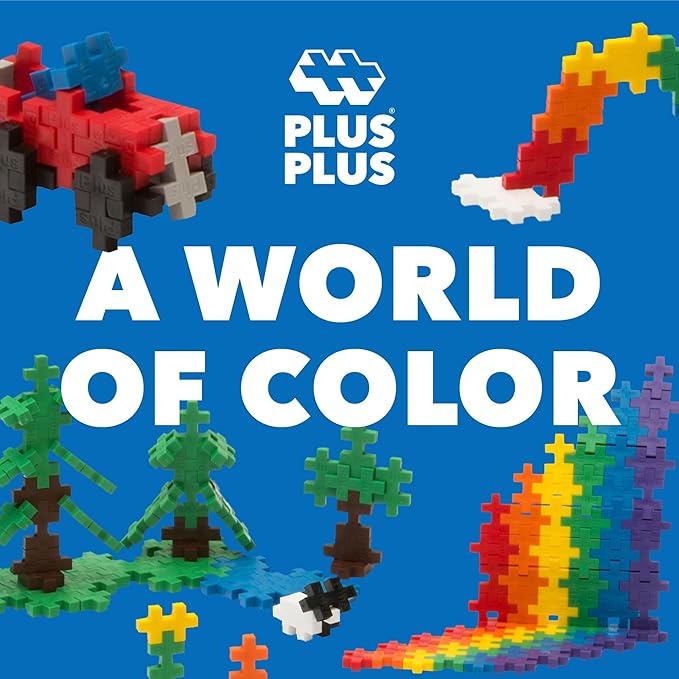 PLUS PLUS 600 Piece Interlocking Building Blocks for Kids Open Ended Connecting Toys STEM Bin Classroom Mini Manipulatives Play Tube - Basic Color Mix