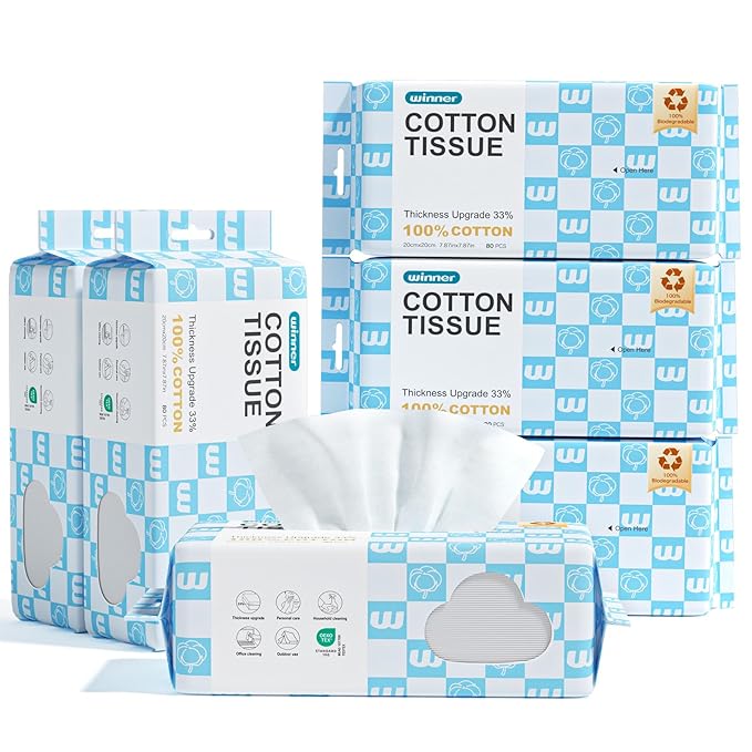 Winner Soft Face Towels, Upgraded Thicker 100% USDA Biobased Facial Towels