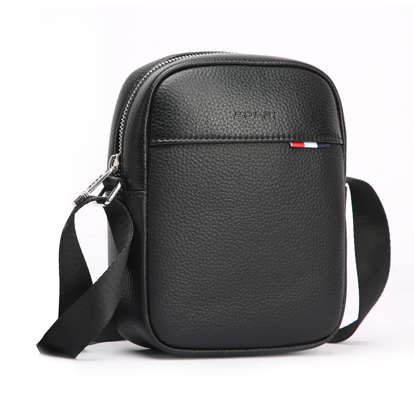 BOPai Genuine Leather Chest Sling Shoulder Crossbody Bag for Men Black