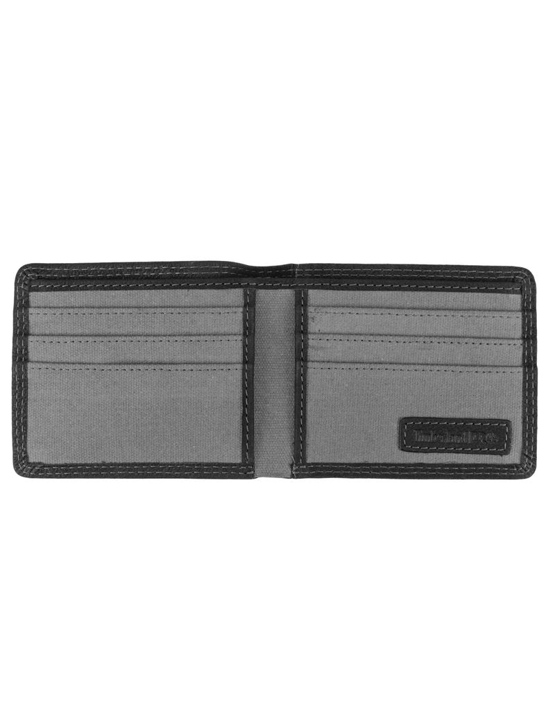 Timberland PRO Men's Slim Leather RFID Bifold Wallet with Back ID Window, Black/Bullard, One Size