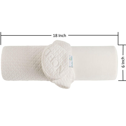 Comfort Memory Foam Neck Roll and Cervical Bolster Round Pillow with Removable Washable Soft Cover for Spine and Neck Back Lumbar Leg Vertebra Support (18x6 inch Pillow)