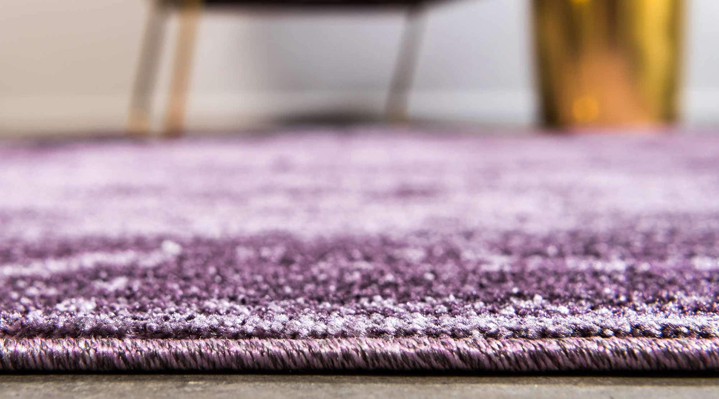 Unique Loom La Jolla Collection Farmhouse, Contemporary, Botanical, Traditional, Vintage Area Rug (8' 0 x 8' 0 Square, Violet/Dark Purple)