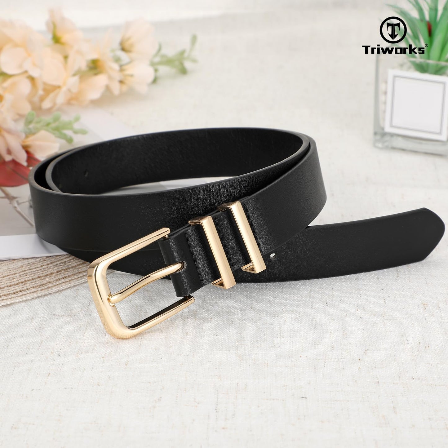 TRIWORKS 3 Pack Women Belts For Jeans Pants Dresses Ladies Leather Waist Belts