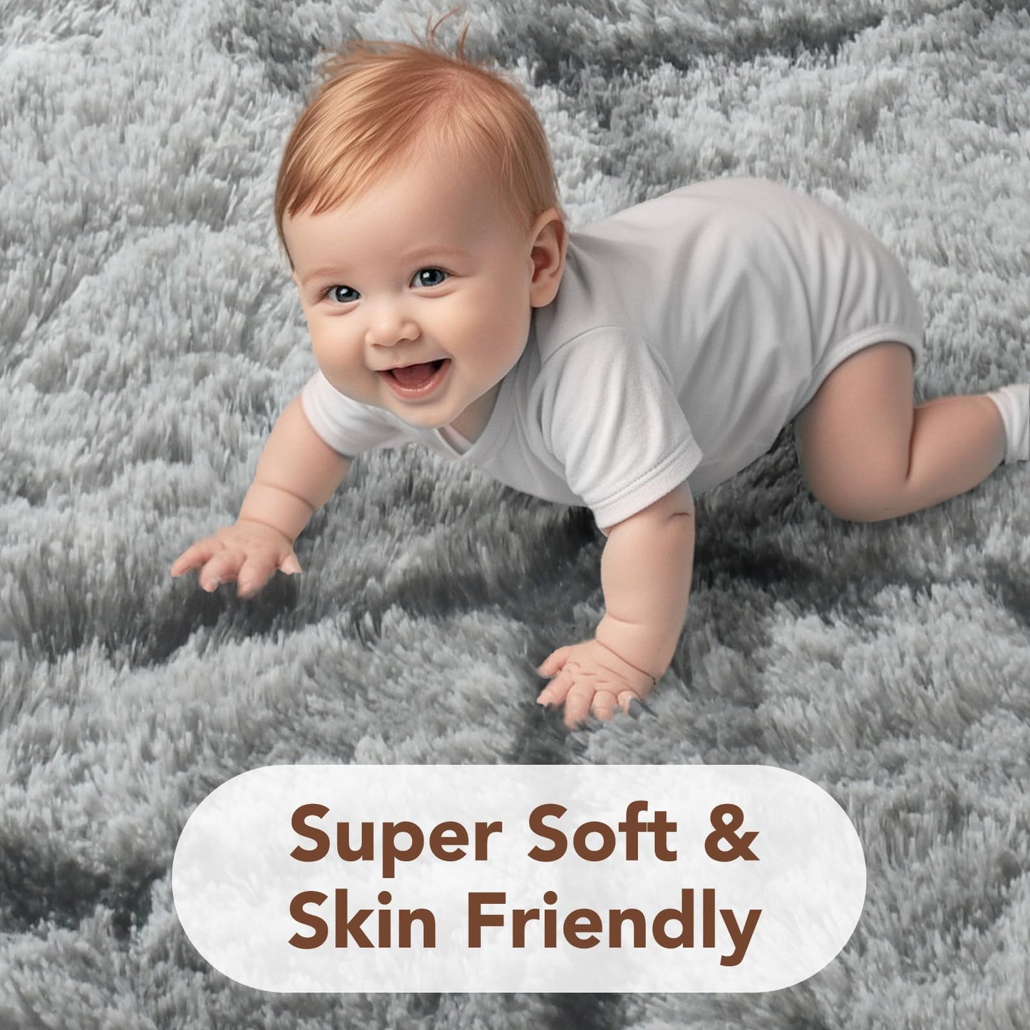 FinRèc Area Rugs for Bedroom Living Room, 4x6 Feet Fluffy Shaggy Rug, Non-Slip Soft Shag Rug for Nursery Kids Room Dorm Room Home Decor, Indoor Plush Floor Carpet Star Grey
