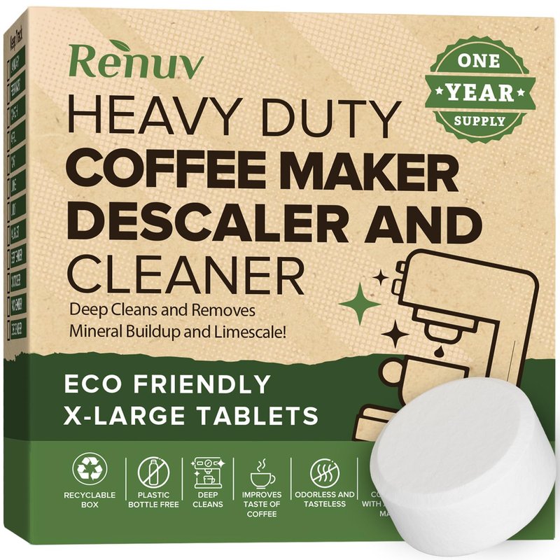 Renuv® Coffee Maker Cleaner & Descaler Tablets, 12 Uses