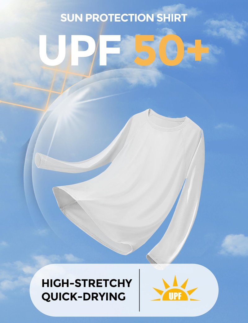 Rash Guard for Women UPF50+ Sun Shirt, Long Sleeve UV Protection Shirts Women Quick Dry Workout Shirts Hiking Swimming Tops (US, Alpha, XX-Large, Regular, Regular, White)