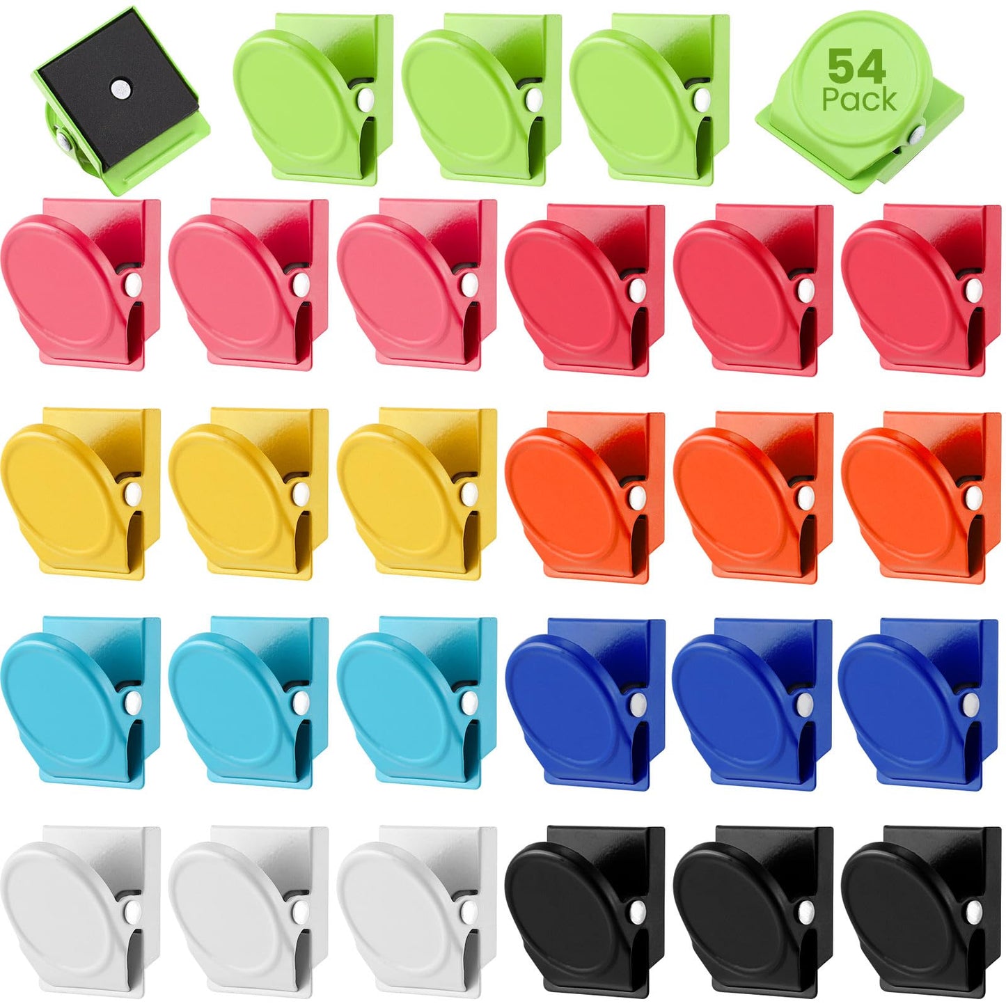 Tenceur 54 Pcs Metal Magnetic Clips Heavy Duty Refrigerator Whiteboard Magnet Clip for Office Classroom Teacher School Locker Supplies(Multi Color)