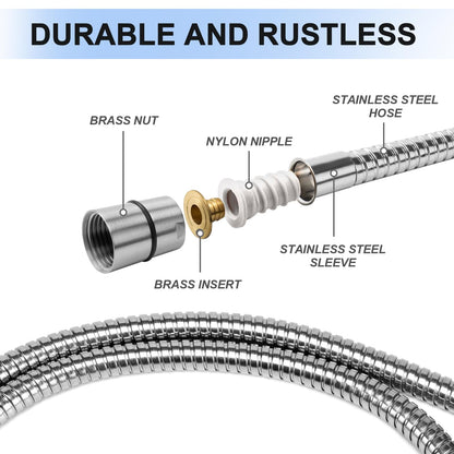 Eisinly Shower Hose, 79 Inches Extra Long Stainless Steel Handheld Shower Head Hose with Brass Insert and Nut, Flexible, Brushed Nickel