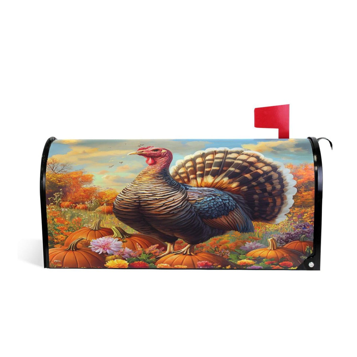 ALAZA Thanksgiving Turkey Pumpkin Field Magnetic Mailbox Cover MailWraps Garden Yard Home Decor for Outside Standard Size-18"x 20.8"