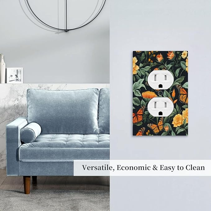 Butterflies Flower Garden Light Switch Cover 1 Gang Outlet Plate Single Duplex Wall Plate Covers Decorative Switchplate Covers Electrical Faceplate for Home Decor