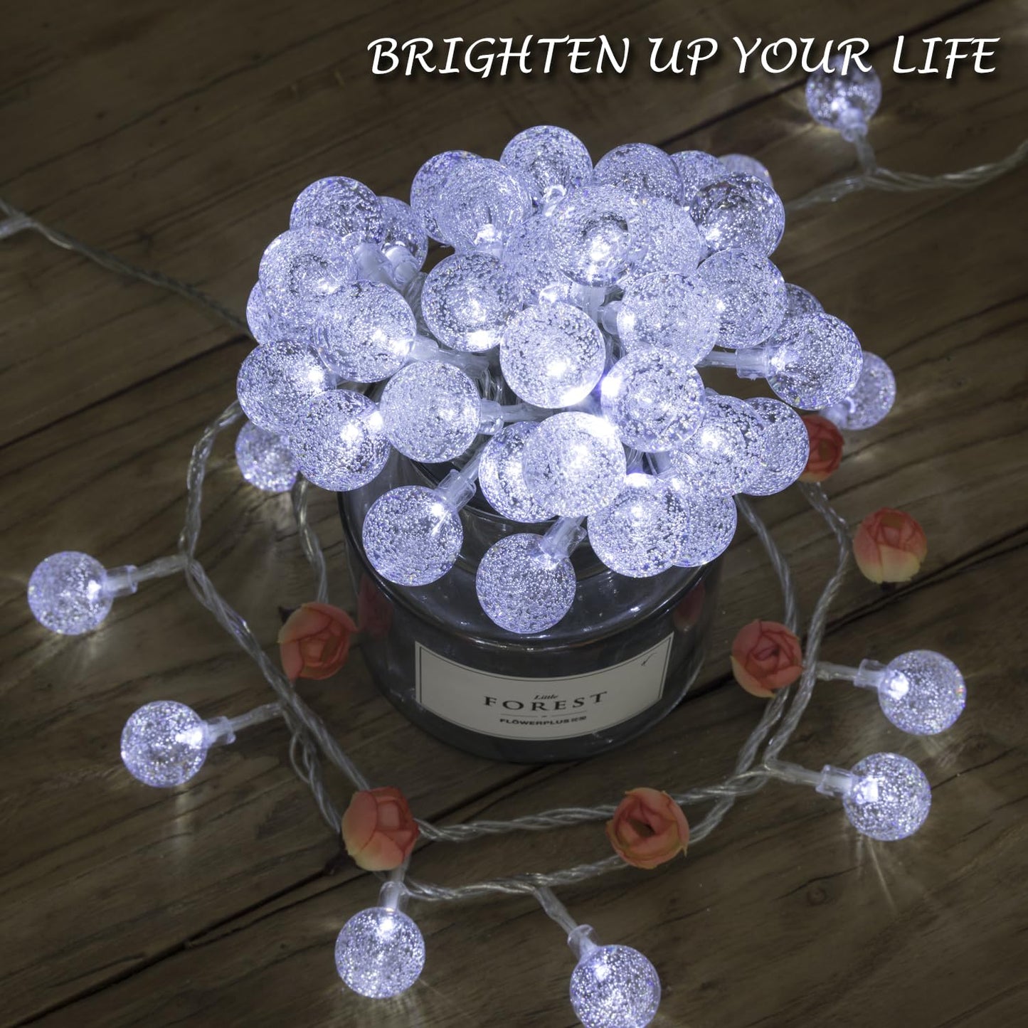 Ogrmar 49 ft 100 LED Globe Ball String Lights 8 Modes Crystal Bubble Ball String Lights with Remote, Timer Function & Connectable for Indoor Outdoor Wedding Christmas Tree Garden Decor (100, White)