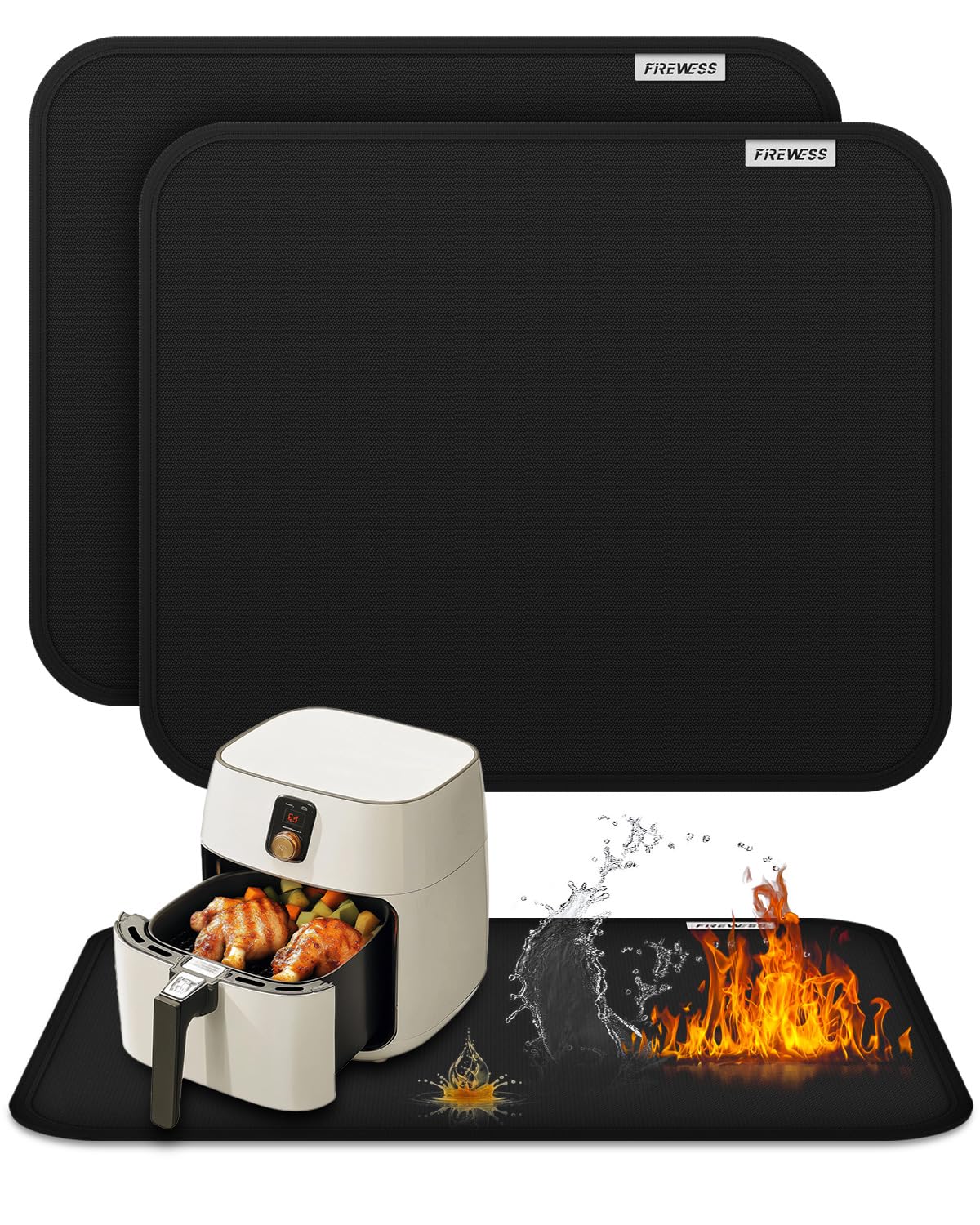2pack Heat Resistant Mat for Air Fryer, 15x18in Heat Resistant Mat for Countertop, Silicone Kitchen Countertop Hot Pads for Air Fryer, Deep Fryer, Oven