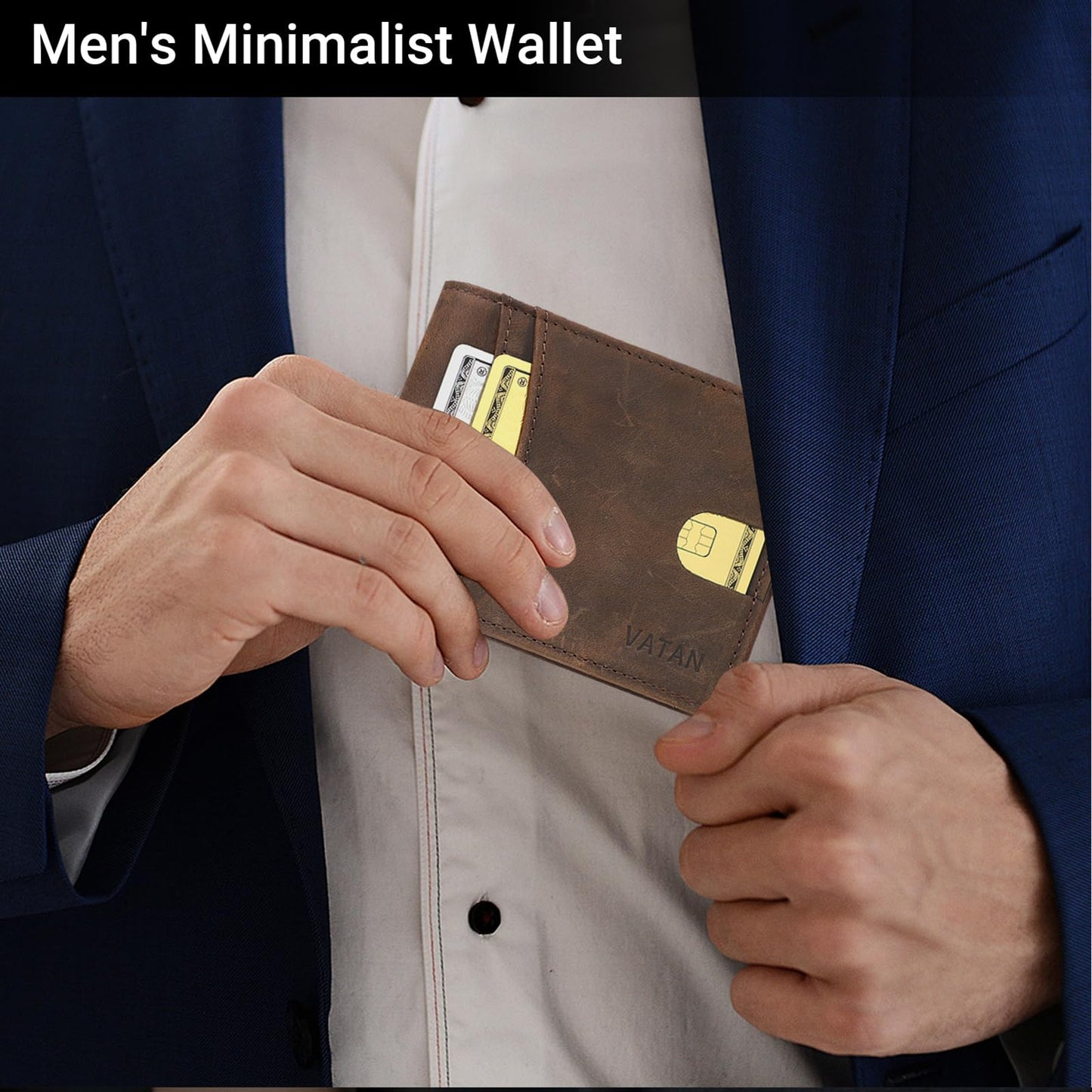 VATAN Wallet for Men Slim RFID Blocking Leather Credit Card Holder Wallet for 15 Cards, Bifold Minimalist Thin Wallet with 2 ID Windows & Cash Slot, With Gift Box (CH Coffee)