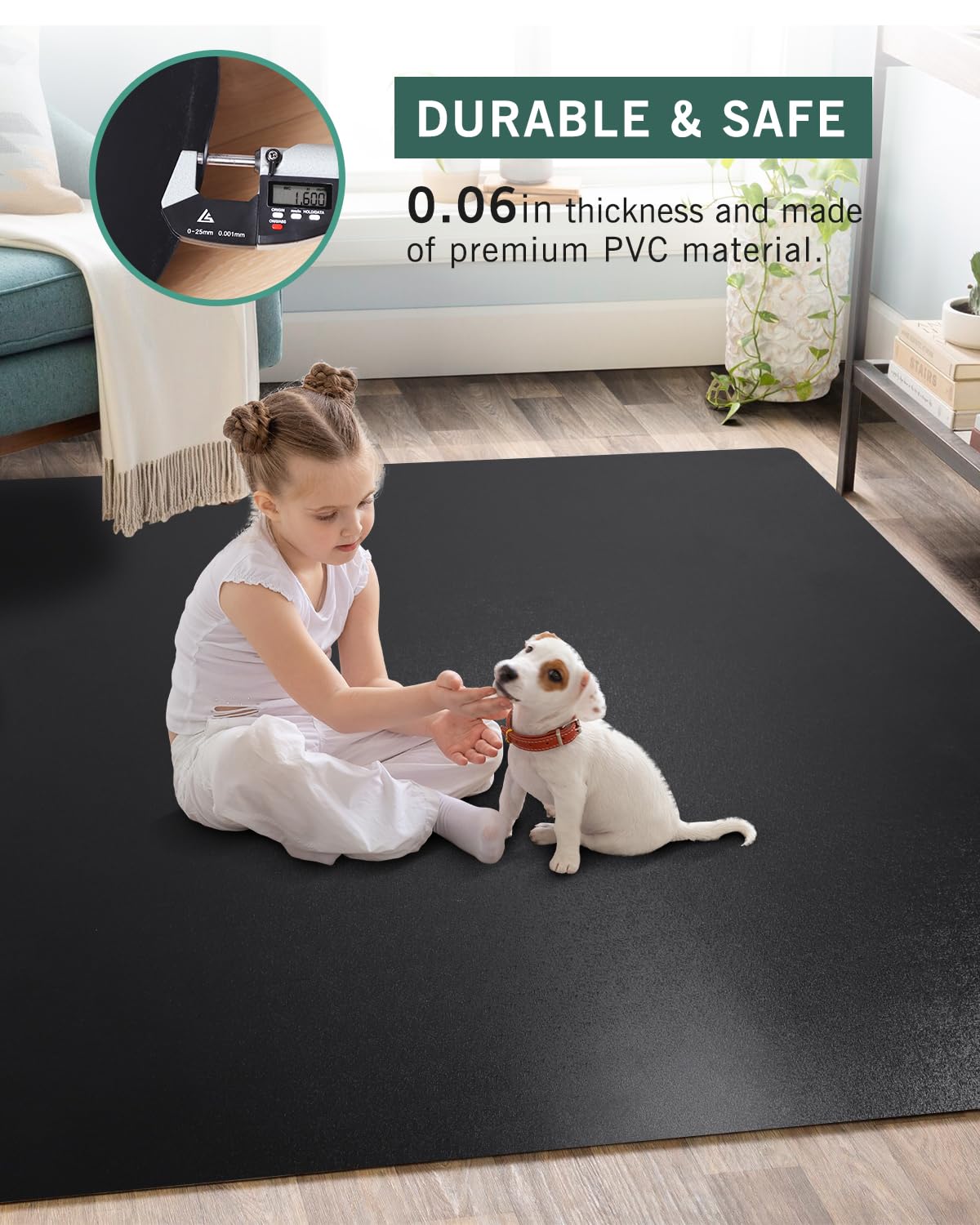 Office Chair Mat for Hard Floors, 48"x60" Anti-Slip Waterproof Floor Protector Desk Chair Mat for Rolling Chairs, Heavy Duty Non-Toxic Computer Area Mat, Easy Glide Floor Mat for Work, Gaming