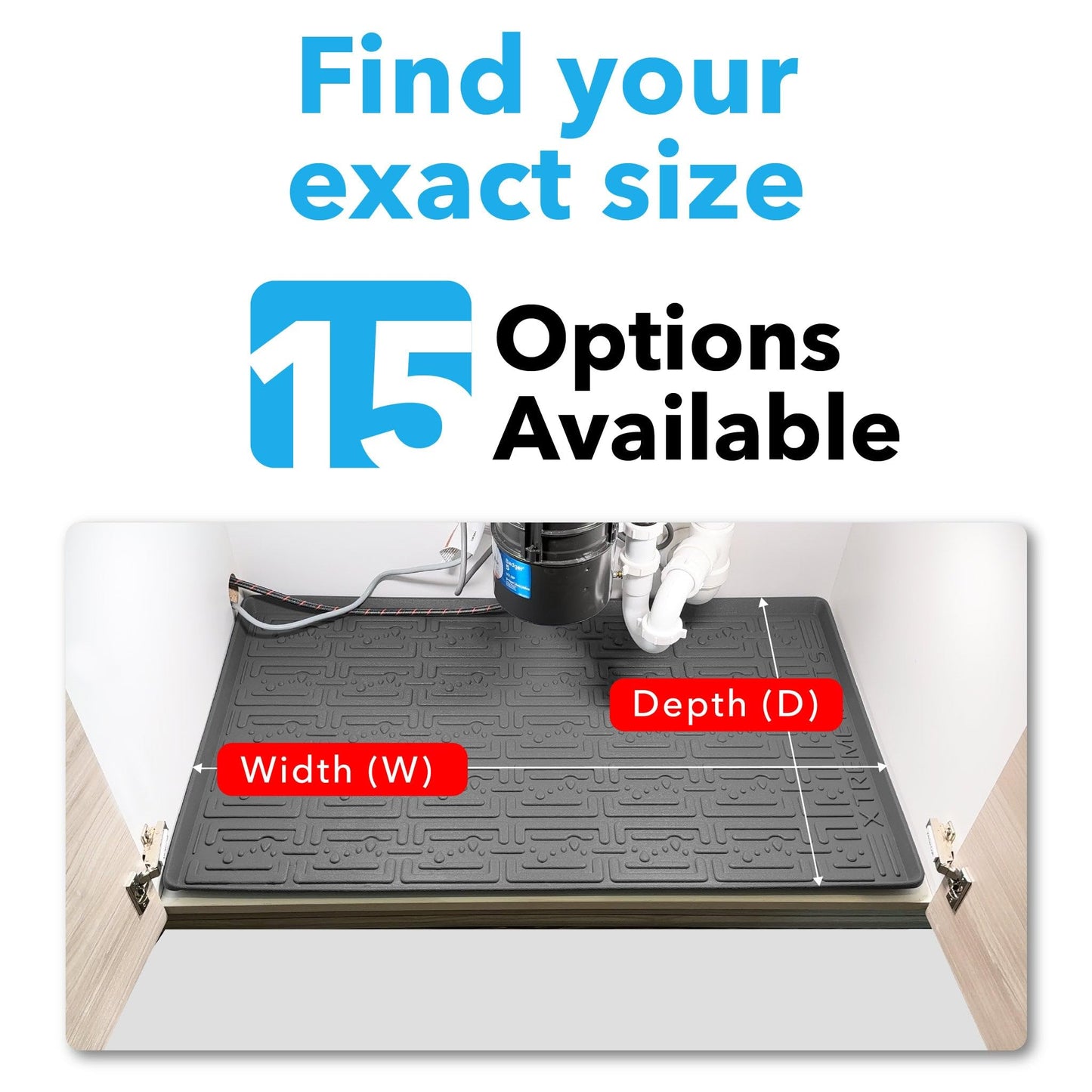 XTREME MATS Waterproof Undersink Mat (Beige 34" 1/4 x 22 1/4) 36 inch Cabinet Base Liner for Kitchen & Laundry Cabinets Catches Leaks Prevents Damage Flexible Sink Driptray