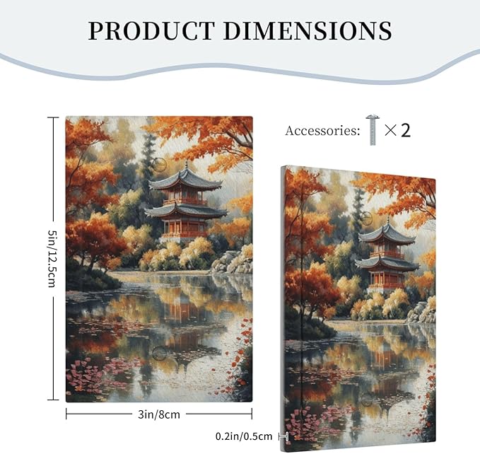 Decorative Art Light Switch Covers Lake & Pagoda in Fall 1 Gang No Device Blank Switchplate Electrical Faceplate for Home Decor