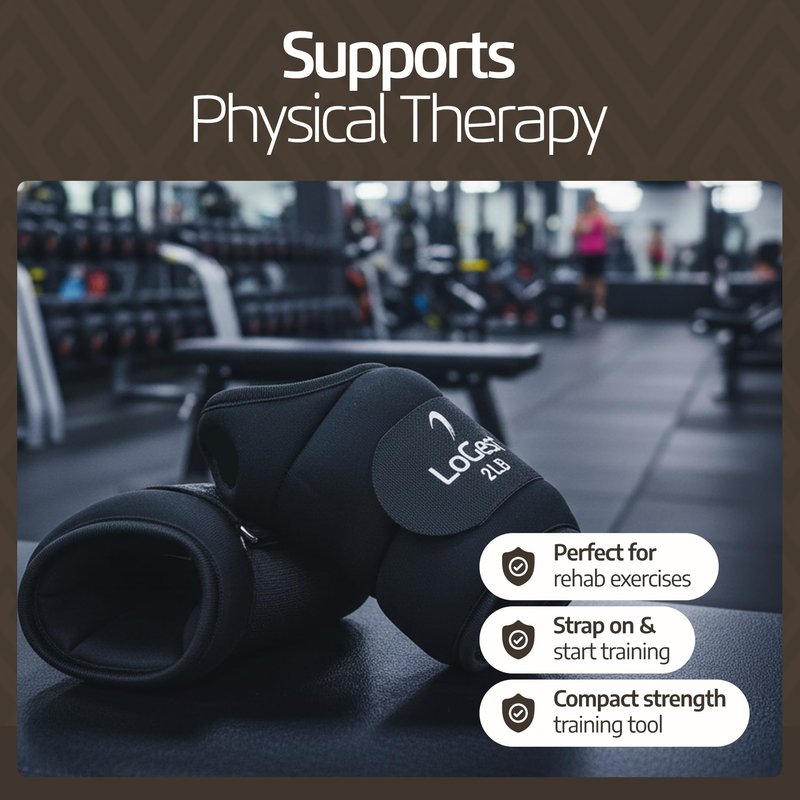 LoGest Wrist Weight with Thumb Loops & Hook-and-Loop Closures - 1lb, 2lbs, 2.5lbs, 3lbs - Sold in Pairs - Comfortable & Secure Neoprene Wrist Weights for Walking, Running, Cardio, Physical Therapy (2LB Pair Black)