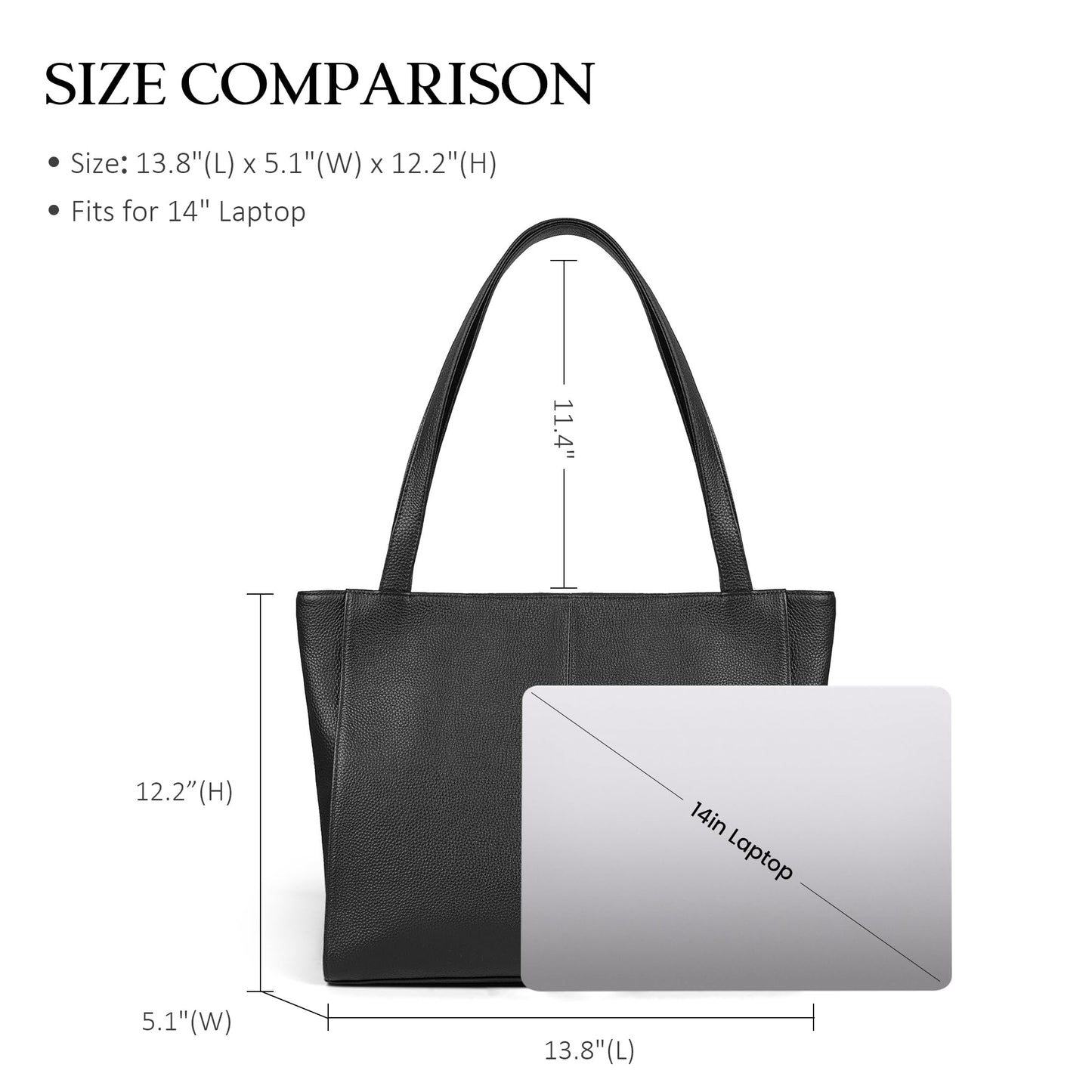 befen Black Genuine Leather Tote Bag for Women Work, Women's Leather Shoulder Bags Purses Satchel Handbags with Top Handles Work Purse