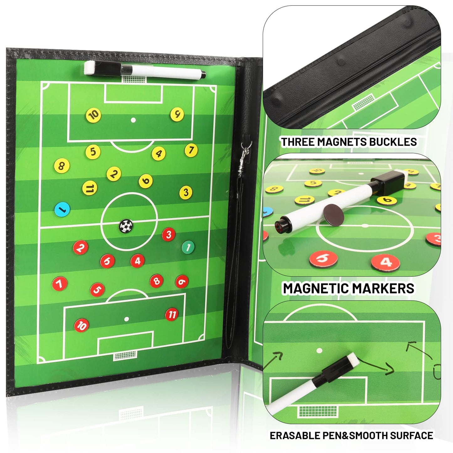 HIGHRAZON Soccer Coaching Board, Magnetic Soccer Clipboard for Coaches, Foldable Board with Dry Erase Marker