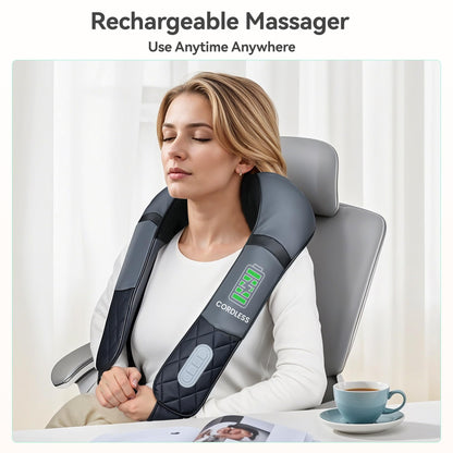 Snailax Cordless Massager - Shiatsu Neck and Shoulder Massager with Heat, Portable, Lumbar, Back Electric Massage Pillow, Christmas Gift