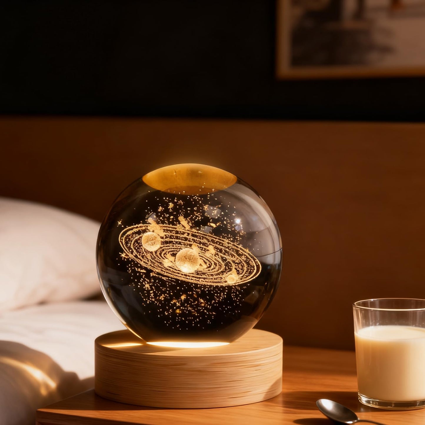 3D Solar System Crystal Ball, 2.4inch Universe Gifts Decorative Quartz Glass Ball, Space Laser Engraved Model Astronomy Decor, Paperweight Physics Display Sculpture Home Decor Crafts for Friends