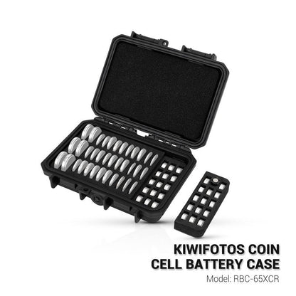 KIWIFOTOS 65 Slots Coin Cell Battery Case for CR2032 CR2016 CR2025 LR44 CR2320 CR2325 CR2330 CR2354 CR2430 CR2450 & LR41 AG13 Button Battery Holder Organizer IP67 Waterproof