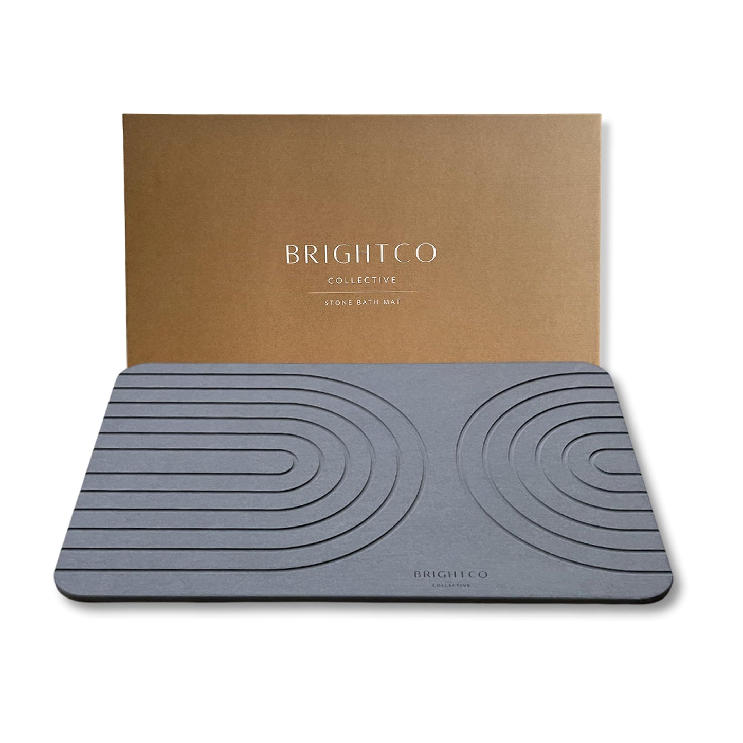 BrightCo Collective Quick Dry Stone Bath Mat – Diatomaceous Earth Foot Pad, Super Absorbent Hard Shower Rug – Modern Anti-Slip Design for Bathroom Floor, 23.6x15.3in, Deep Charcoal – The Meridian