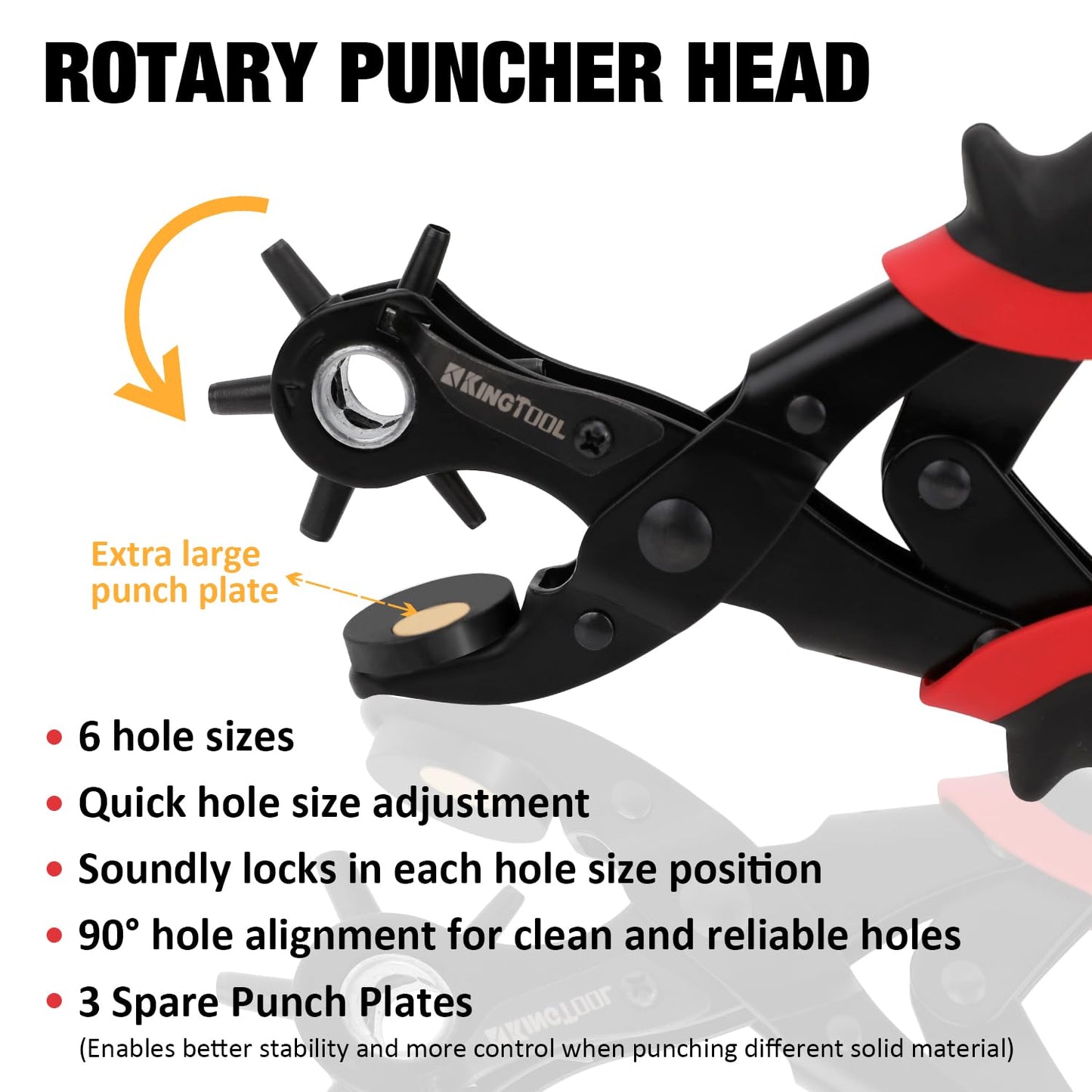 KingTool Leather Hole Punch Set, Super Heavy Duty Rotary Puncher, Multi Hole Sizes Maker Tool