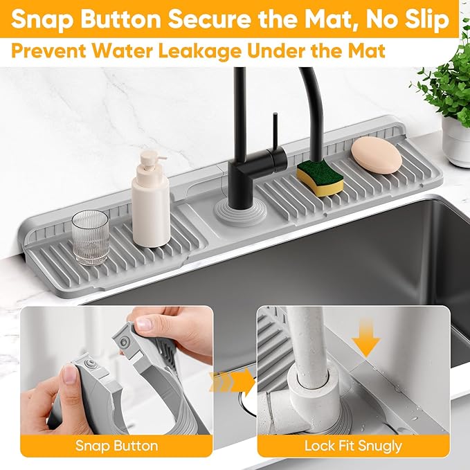 24'' Folding Faucet Mat for Kitchen Sink Splash Guard Kitchen Sink Faucet Mat
