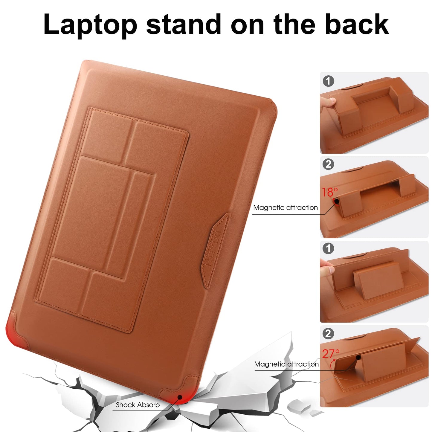 HoYiXi 15 16 Inch Laptop Sleeve Case Leather Bag for MacBook Pro 16 2021 & 2019/ASUS Vivobook 15/Huawei MateBook D15/HP 15.6" PC/MacBook Pro 15/Surface Laptop 3/Dell Inspiron 15/IdeaPad, Brown