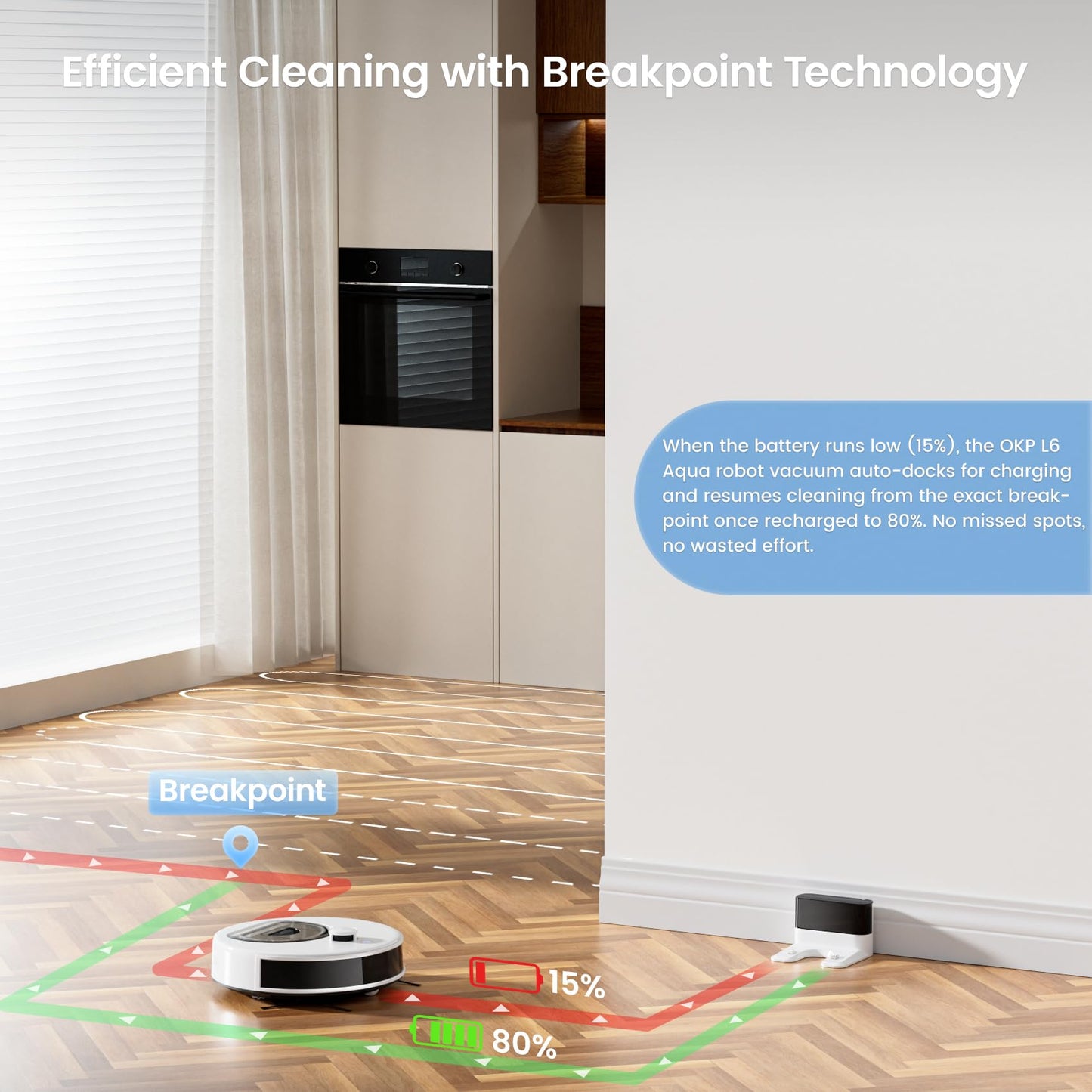 OKP Life K2 Robot Vacuum Cleaner 1800 mAh, Blue