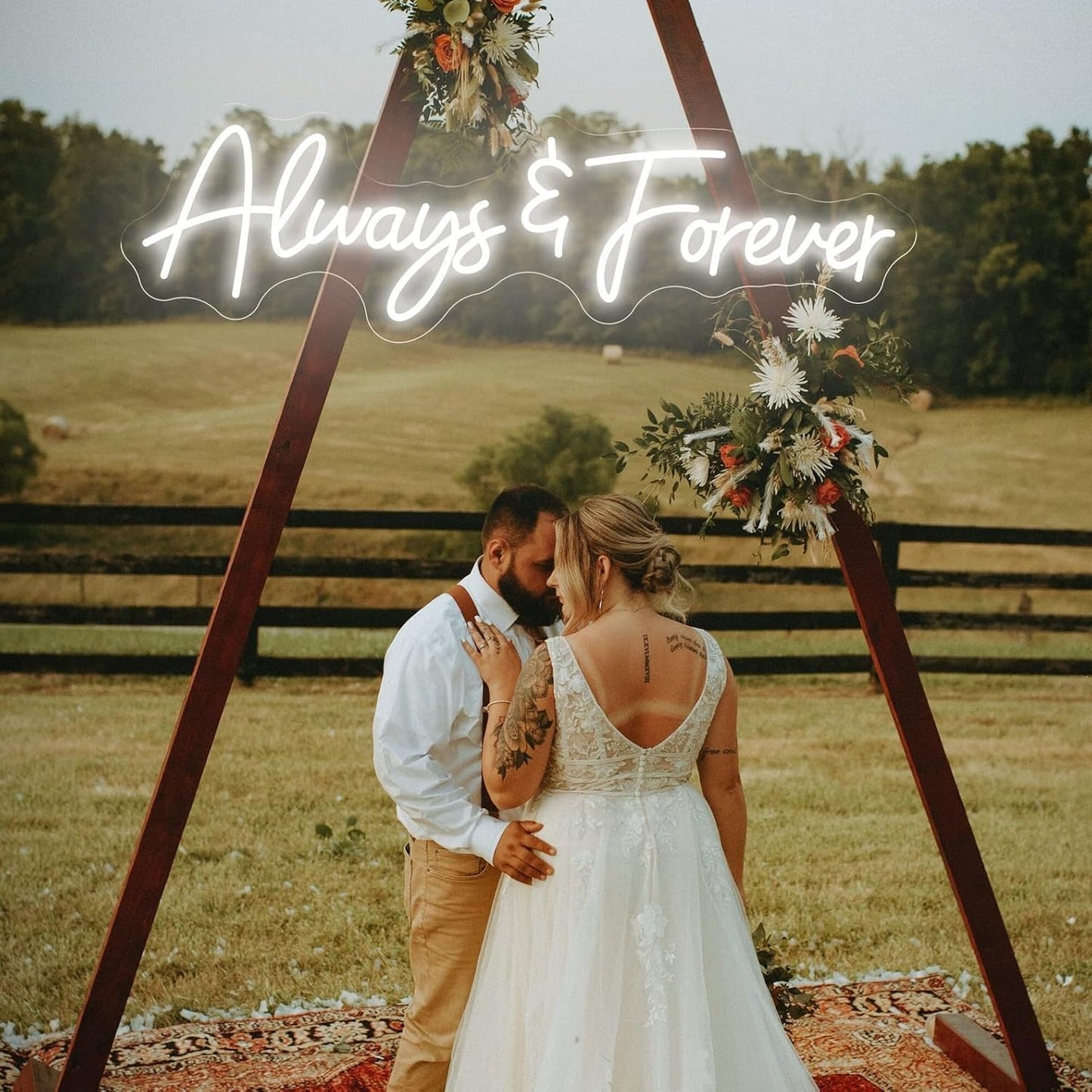 Always and Forever Letter LED Neon Sign for Lovers，Friends, Family Aesthetic Neon Light Signs,USB Powered LED signs, Wall Lights for Wedding,Anniversaries, Club ,Hotel ,Birthday Party Wall Hanging Decoration(20in)