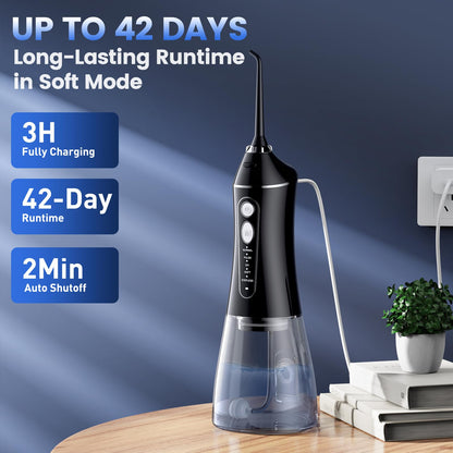 Water Flosser for Teeth Cleaning and Flossing, 5 Modes Rechargeable Cordless Oral Irrigator 320ml Water Tank Teeth Cleaner, IPX7 Waterproof Portable Electric Dentel Flossers for Home and Travel,Pink