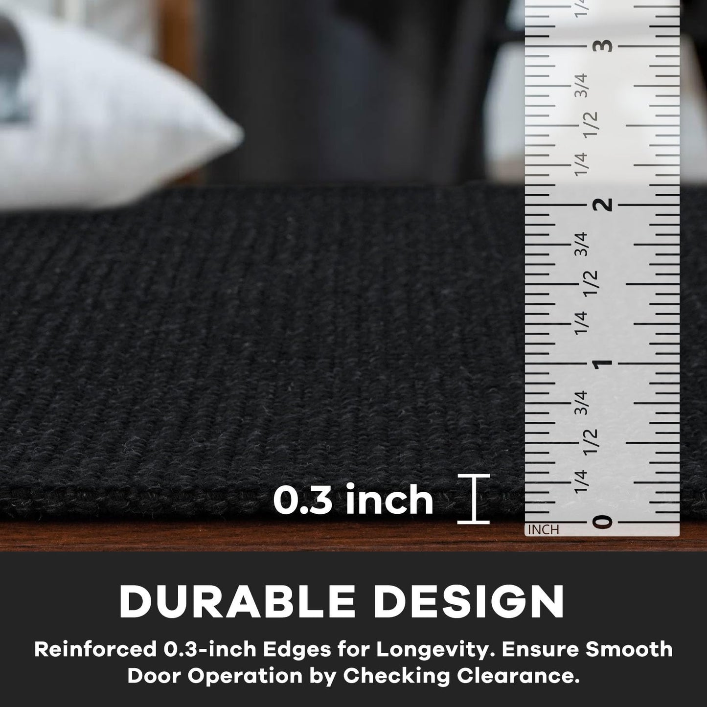 KOZYFLY Washable Area Rug 4x6 Ft Non Slip Rubber Backed Rugs for Entryway Bedroom Throw Rugs Boho Entry Rug, Cotton Braided Floor Carpet for Dining Room Living Room, Black