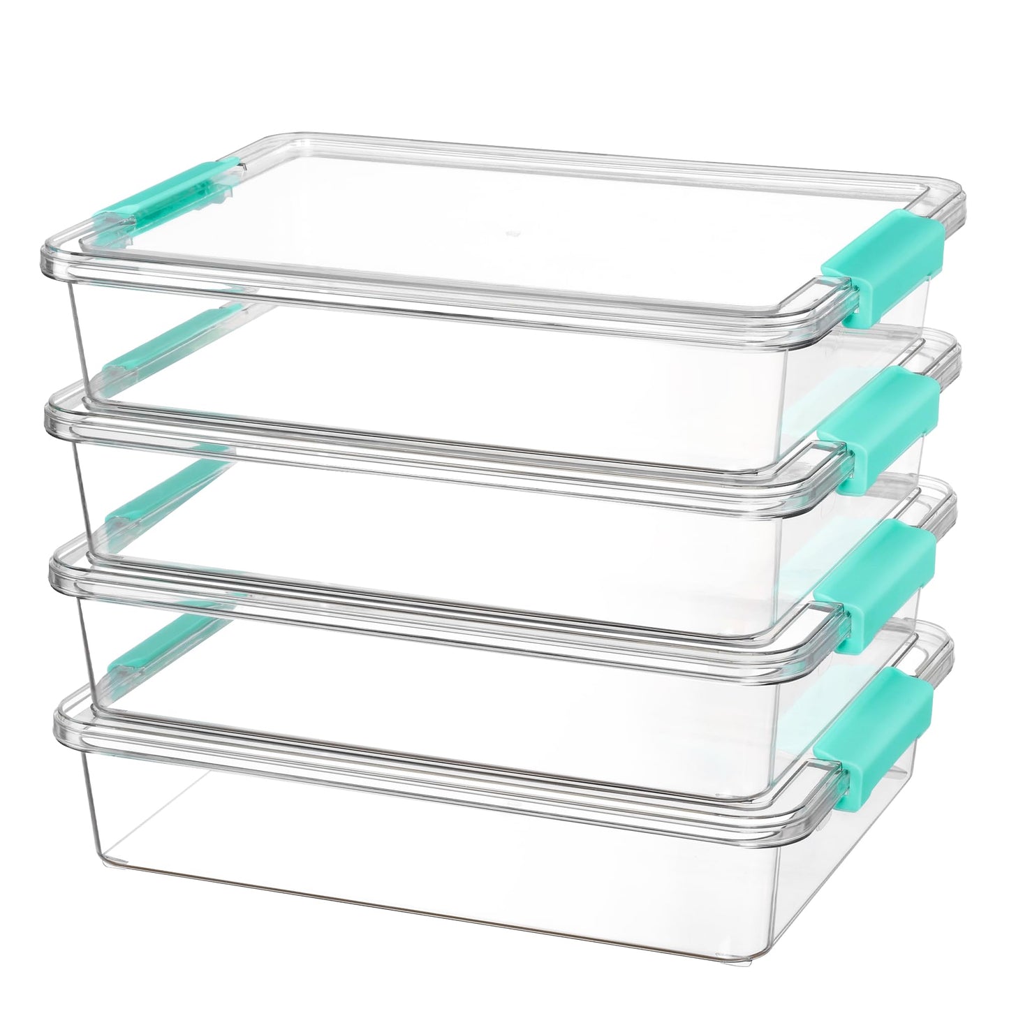 Vtopmart 6 Qt Plastic Storage Bins with Lids, Clear Sensory Bins, Arts Crafts Organizers and Storage, Stackable Containers for Home Office and School Supplies, 4 Pack