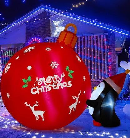 Onory 4FT Christmas Inflatables Outdoor Decorations Inflatable Penguins Push Christmas Bell with Build-in LEDs Blow up Holiday Decorations for Yard Garden Outdoor Indoor Decor