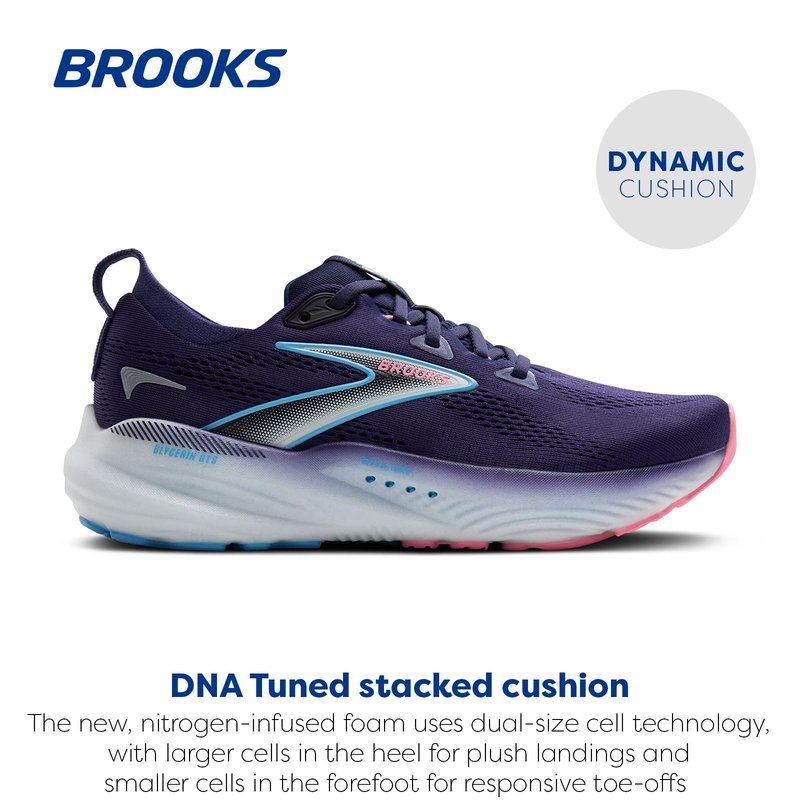 Brooks Women’s Glycerin GTS 22 Supportive Running Shoe - Blue Ribbon/Peacoat/Dianthus - 6 Medium