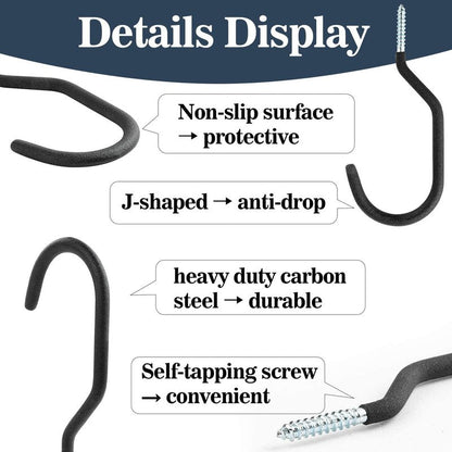 MAQIHAN 10 Heavy Duty Wall Mount Storage J Hooks - Bicycle & Ladder Hangers, Garden Yard Tools Organizer