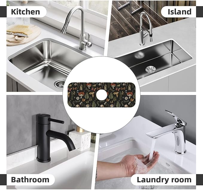 Vintage Magic Witch Mushroom Fern Witchcraft Kitchen Sink Splash Guard Faucet