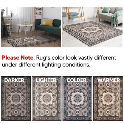 Keen Home Design 2x3 Rug - Machine Washable Entry Rug with Non-Slip Backing, Ideal for Enteryway, Kitchen, Bathroom, Laundry Room - Vintage, Easy Clean, Durable, Low Pile Rug - (2' x 3')